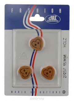 Пуговицы "Dill", цвет: коричневый, диаметр 15 мм, 3 шт