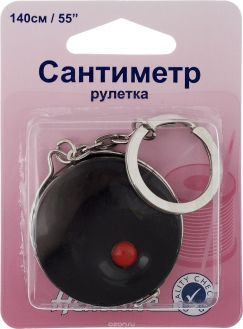 Сантиметр-рулетка "Hemline", с кольцом для ключей, цвет: черный, красный, 140 см (55")