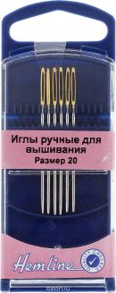 Иглы ручные для вышивания "Hemline", с закругленным кончиком, №20, 6 шт