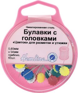 Булавки с головками Hemline "Цветок", в контейнере, 60 шт