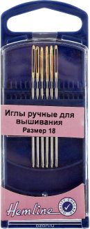 Иглы ручные для вышивания "Hemline", с закругленным кончиком, №18, 6 шт