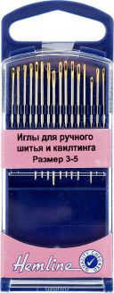 Иглы для ручного шитья и квилтинга "Hemline", №3-5, 16 шт