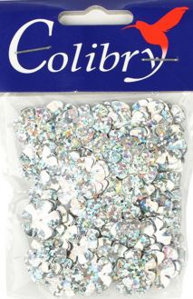 Пайетки фигурные "Colibry", с голограммой, цвет: серебристый, 14 х 14 мм. SF02-57-FL14