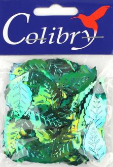Пайетки фигурные "Colibry", с голограммой, цвет: зеленый, 14 х 25 мм. SF02-22-L14