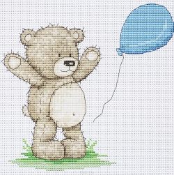 Набор для вышивания крестом Luca-S "Медвежонок Бруно", 15,5 х 15 см