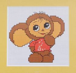 Набор для вышивания крестом Luca-S "Чебурашка", 8,5 х 8 см