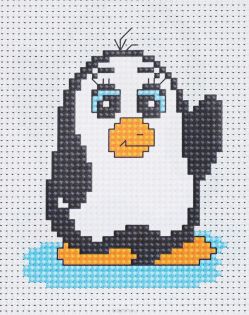 Набор для вышивания крестом Luca-S "Пингвин", 6,5 х 8,5 см