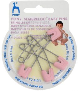 Булавки английские с замком безопасности "Pony", цвет: розовый, 4 шт. 99301-02