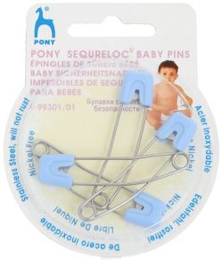 Булавка английская "Pony", с безопасным замком, длина 51 мм, 4 шт