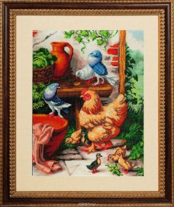Набор для вышивания бисером Золотые ручки "Птичий дворик", 36 x 46 см