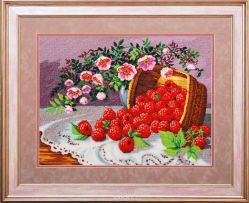 Набор для вышивания бисером Золотые ручки "Малина и шиповник", 51 x 39 см