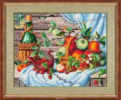 Набор для вышивания бисером Золотые ручки "Натюрморт с яблоками", 51 x 40 см