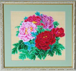 Набор для вышивания бисером Золотые ручки "Пионы", 33 x 35,5 см