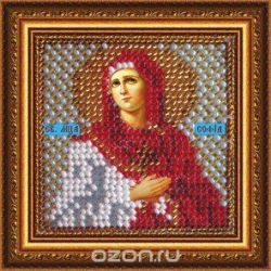 Канва с нанесенным рисунком Вышивальная мозаика "Святая Мученица София", для вышивания бисером, 6,5 х 6,5 см. 4050
