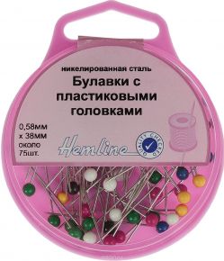 Булавки портновские "Hemline", длинные, в коробочке, 75 шт