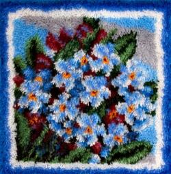 Набор для вышивания в ковровой технике Panna "Голубые цветочки", 40 x 40 см