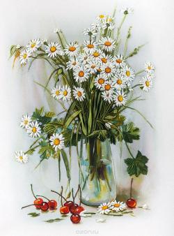 Набор для вышивания Panna "Ромашки и вишни", 21,5 x 30 см