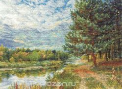 Набор для вышивания крестом Panna "Сосна на берегу реки", 33 x 22 см