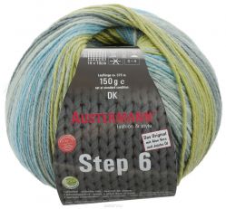 Пряжа для вязания Austermann "Step 6 Irish Rainbow Colours", цвет: серый, зеленый, салатовый (628), 375 м, 150 г