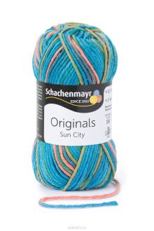 Пряжа для вязания Schachenmayr "Originals Sun City", цвет: голубой, розовый, светло-коричневый (01083), 97 м, 50 г