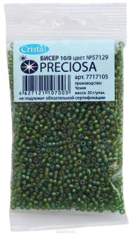 Бисер "Preciosa" прозрачный радужный с серебристым центром, 10/0, 20 г. 331-19001-10/0-57129