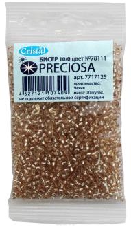 Бисер "Preciosa", прозрачный, с серебристым центром, 10/0, 20 г. 331-19001-10/0-78111