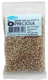 Бисер "Preciosa" прозрачный solgel с серебристым центром, 10/0, 20 г. 331-19001-10/0-78113