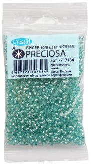 Бисер "Preciosa" прозрачный solgel с серебристым центром, 10/0, 20 г. 331-19001-10/0-78165