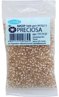 Бисер "Preciosa" прозрачный solgel с серебристым центром, 10/0, 20 г. 331-19001-10/0-78211