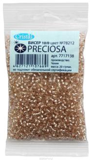 Бисер "Preciosa", прозрачный, с серебристым центром, 10/0, 20 г. 331-19001-10/0-78212
