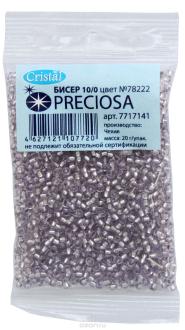 Бисер "Preciosa", прозрачный, с серебристым центром, 10/0, 20 г. 331-19001-10/0-78222