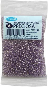 Бисер "Preciosa" прозрачный solgel с серебристым центром, 10/0, 20 г. 331-19001-10/0-78223