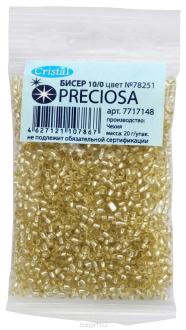 Бисер "Preciosa" прозрачный solgel с серебристым центром, 10/0, 20 г. 331-19001-10/0-78251