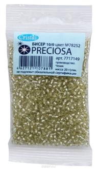 Бисер "Preciosa" прозрачный solgel с серебристым центром, 10/0, 20 г. 331-19001-10/0-78252