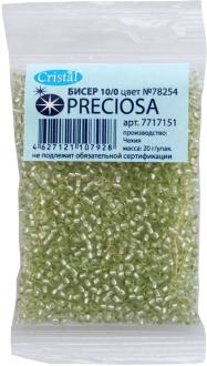 Бисер "Preciosa" прозрачный solgel с серебристым центром, 10/0, 20 г. 331-19001-10/0-78254