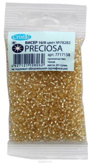 Бисер "Preciosa" глянцевый с серебристым центром, цвет: желтый (78282), 10/0, 20 г