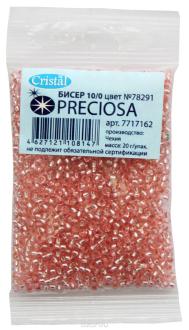 Бисер "Preciosa" прозрачный solgel с серебристым центром, 10/0, 20 г. 331-19001-10/0-78291