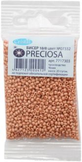 Бисер Preciosa "Ассорти", непрозрачный, глянцевый, цвет: светло-персиковый (07332), 10/0, 20 г