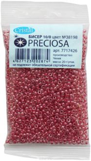 Бисер "Preciosa", прозрачный, с цветным центром, цвет: розовый (38198), 10/0, 20 г
