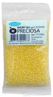 Бисер "Preciosa", цвет: прозрачный с жемчужным центром, 10/0, 20 г. 331-19001-10/0-38286