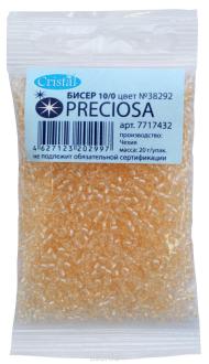 Бисер "Preciosa", прозрачный с жемчужным центром, цвет: бежевый, 10/0, 20 г. 331-19001-10/0-38292