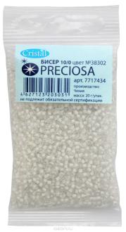 Бисер "Preciosa", глянцевый, с цветной серединой, цвет: белый (38302), 10/0, 20 г