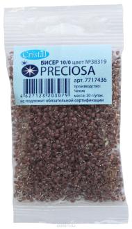 Бисер "Preciosa" прозрачный с цветным центром, 10/0, 20 г. 331-19001-10/0-38319