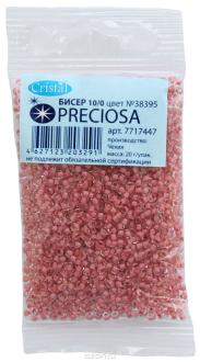 Бисер "Preciosa" прозрачный с цветным центром, 10/0, 20 г. 331-19001-10/0-38395
