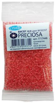 Бисер "Preciosa", прозрачный, с цветным центром, цвет: красный (38397), 10/0, 20 г