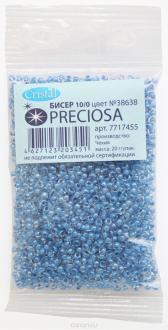 Бисер "Preciosa" прозрачный с цветным центром, 10/0, 20 г. 331-19001-10/0-38638