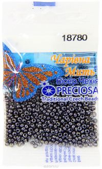 Бисер "Preciosa", непрозрачный, глянцевый, цвет: темно-серый (18780), 10/0, 5 г