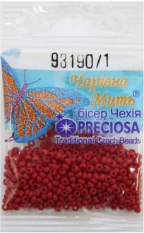 Бисер "Preciosa", непрозрачный, матовый, цвет: красный (93190/1), 10/0, 5 г
