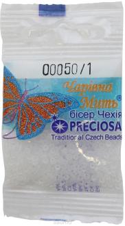 Бисер "Preciosa", прозрачный, матовый, цвет: белый (00050/1), 10/0, 5 г