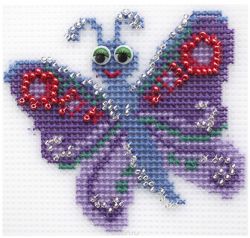 Набор для вышивания крестом на пластиковой канве Hobby&Pro Kids "Бабочка", 10 х 9,5 см